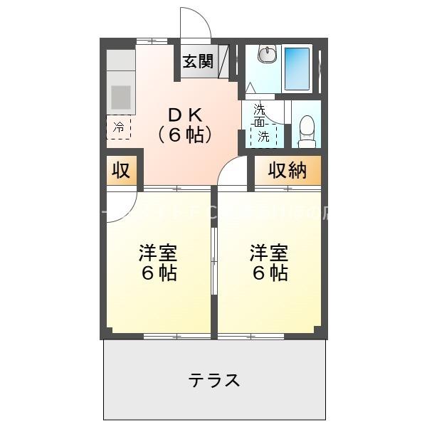シティハイツ星野(2DK/1階)の間取り写真