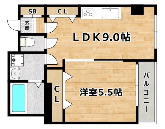リックリグ塚本(1LDK/2階)の間取り写真