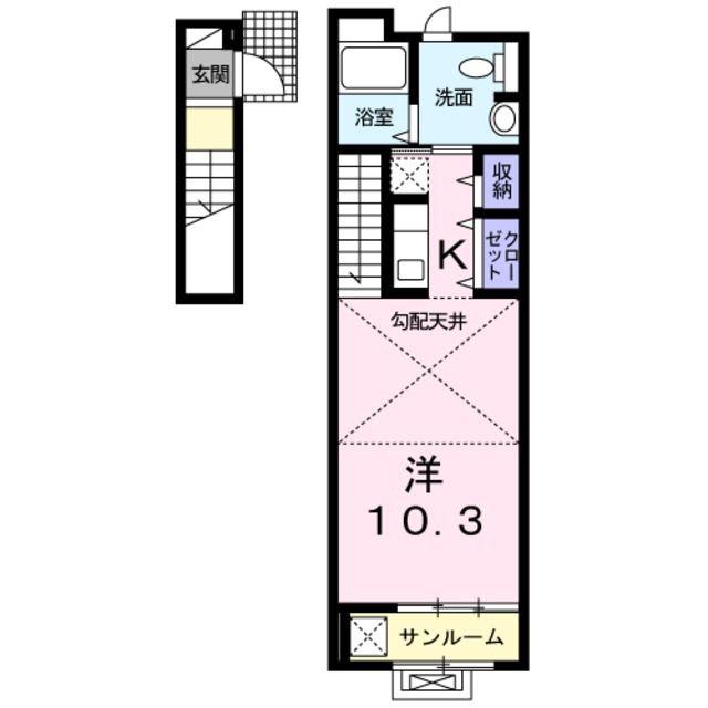 ラフレシール 別所(1K/2階)の間取り写真