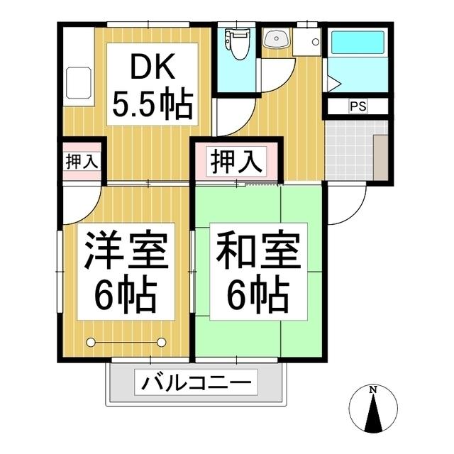 キャッスルナカノ(2DK/1階)の間取り写真
