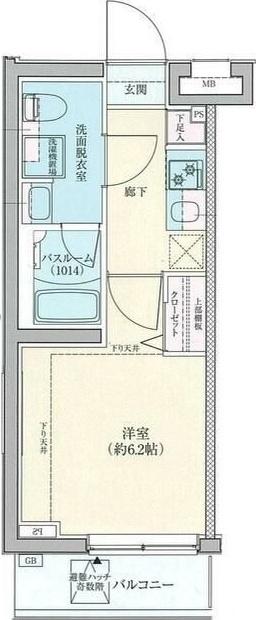 ロアール横浜十日市場(1K/3階)の間取り写真