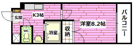 ベラカーザ祇園(1K/1階)の間取り写真