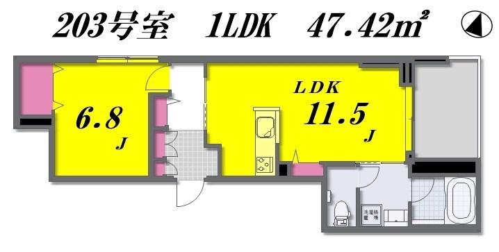 MAISON DE FRANCメゾン ド フラン(1LDK/2階)の間取り写真