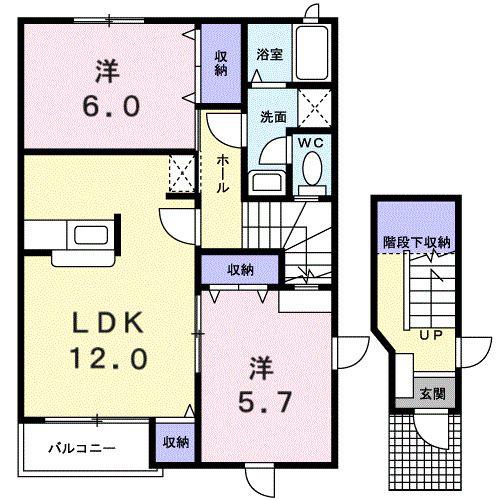 メゾン・フローラ(2LDK/2階)の間取り写真