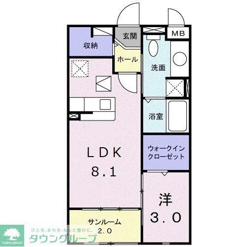 セレーノ(1LDK/1階)の間取り写真