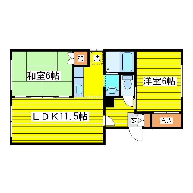 東豊マンションC(2LDK/3階)の間取り写真