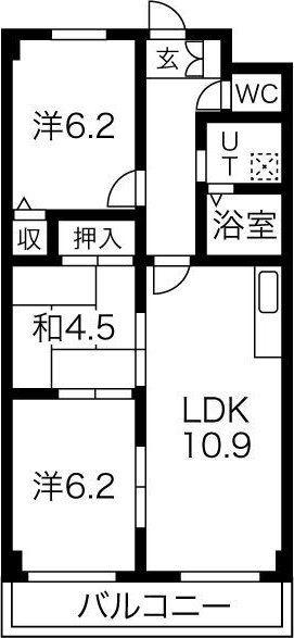ラ・メゾン・ブリエ(3LDK/2階)の間取り写真