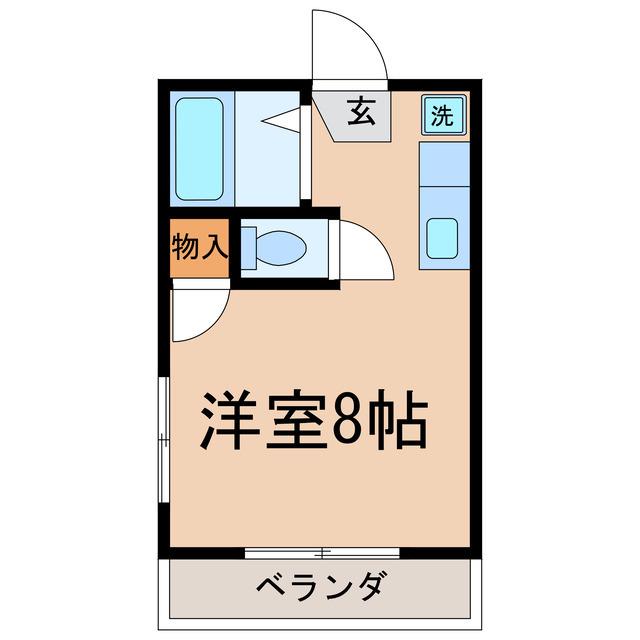 ウッドランド(ワンルーム/1階)の間取り写真