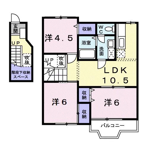 BAY MOAT A(3DK/2階)の間取り写真