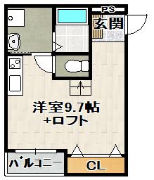 WIND BELL高司(ワンルーム/1階)の間取り写真