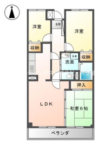 グランシャリオ氷上1番館(3LDK/2階)の間取り写真