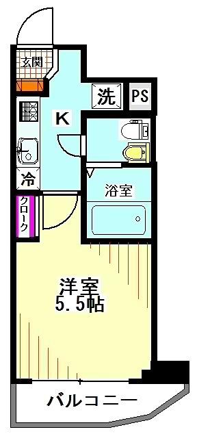 ミリオンステーションプラザ鶴見市場(1K/5階)の間取り写真