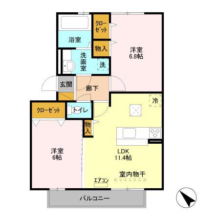 コリーヌオッツ(2LDK/1階)の間取り写真