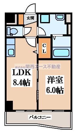 ディオーネ・ジ・エータ長堂(1LDK/7階)の間取り写真