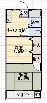 第1サンシャイン関原(2K/2階)の間取り写真