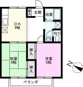マインドハイム春日部2期(2DK/2階)の間取り写真