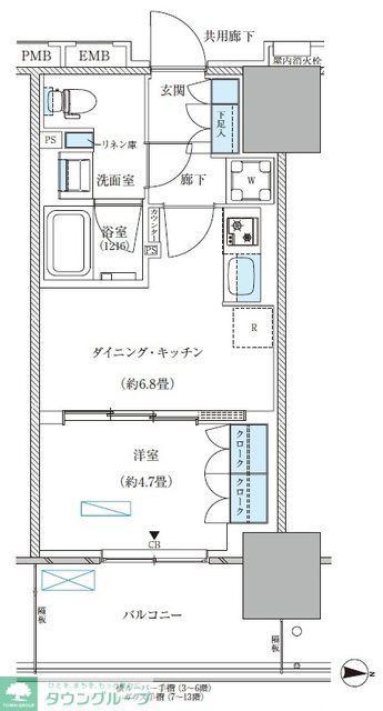 パークアクシス西大島コンフォートスクエア(1DK/7階)の間取り写真