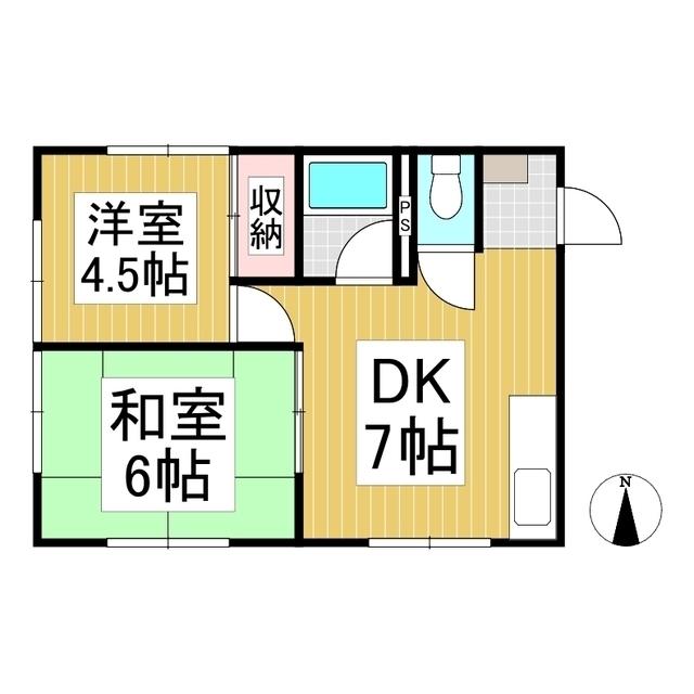 リブ12マンション(2DK/2階)の間取り写真