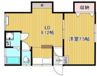 第2岡部アパート(1LDK/2階)の間取り写真
