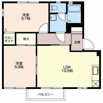 クレセールももB(2LDK/2階)の間取り写真
