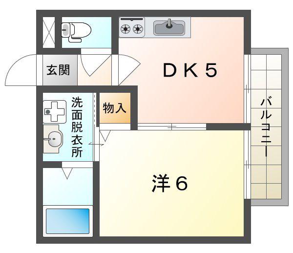 飯盛ハイツ(1DK/1階)の間取り写真