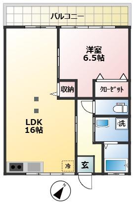 東所沢ハイツ(1LDK/2階)の間取り写真