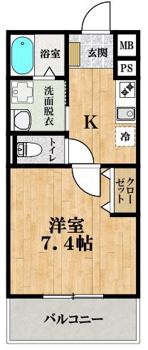 EXハイツ柏原(1K/3階)の間取り写真