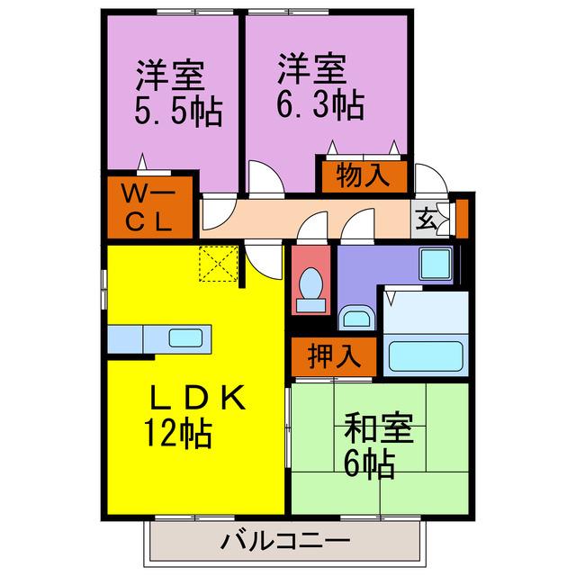 メリーファンテン(3LDK/2階)の間取り写真