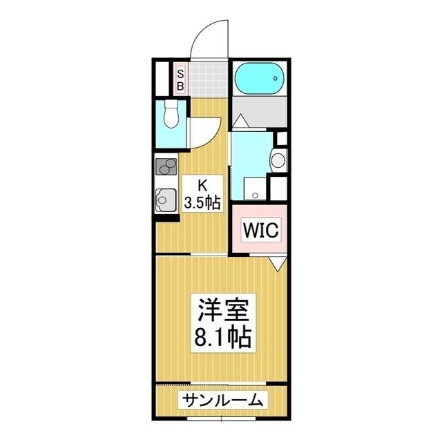 リアン波田(1K/2階)の間取り写真