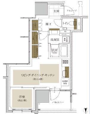 グランドメゾン谷町4丁目(1LDK/7階)の間取り写真