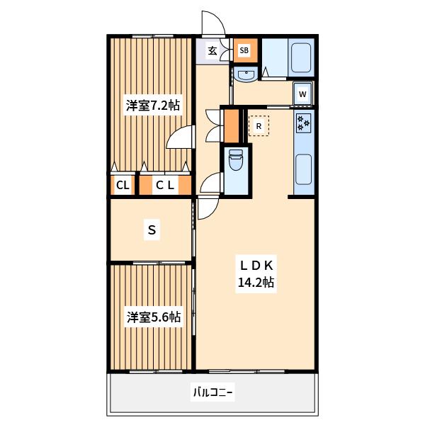ラフィーネ港北Ⅲ(2SLDK/1階)の間取り写真
