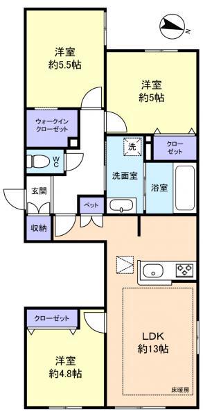 CHOUETTE MAISON(3LDK/1階)の間取り写真