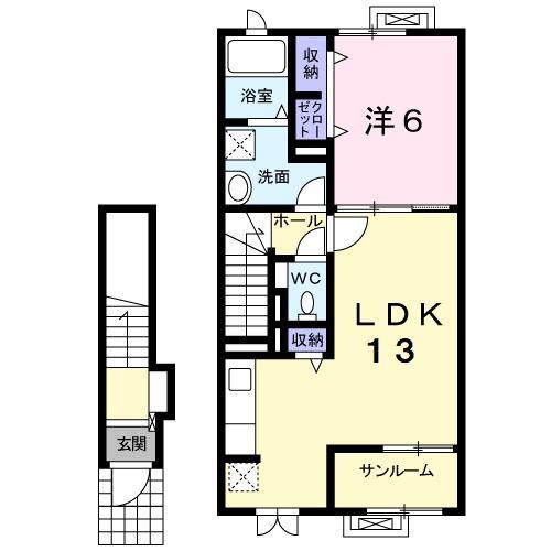 クオーレ B(1LDK/2階)の間取り写真