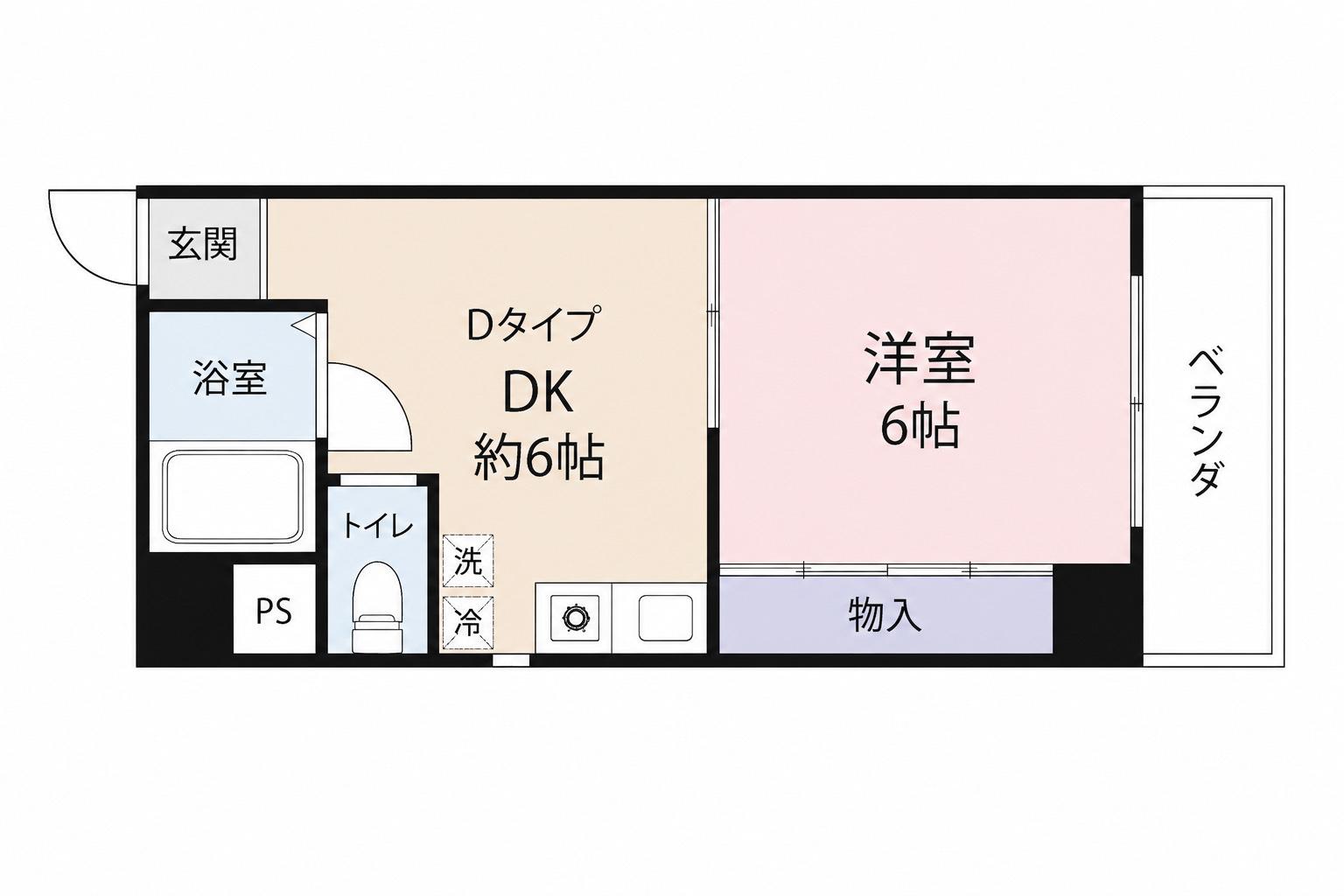 コアパレス安西(1DK/2階)の間取り写真