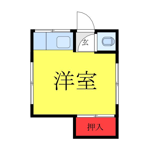 藤荘(ワンルーム/2階)の間取り写真