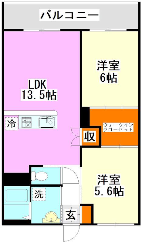 ローレンコート(2LDK/5階)の間取り写真