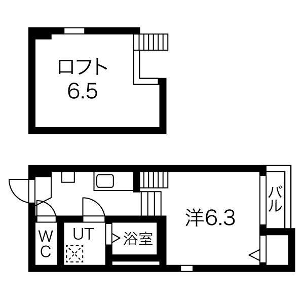 リアンハイム六番町(1K/2階)の間取り写真