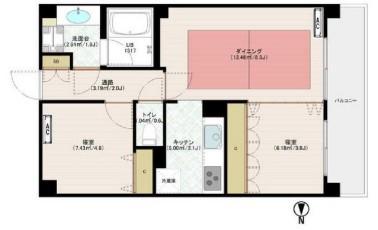 ライオンズマンション西麻布シティ(2LDK/9階)の間取り写真