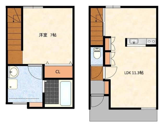GRASSE本郷町I(1LDK/1階)の間取り写真