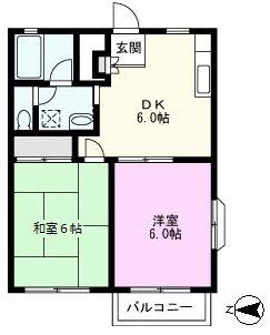 リバーサイドテラス1番館(2DK/2階)の間取り写真