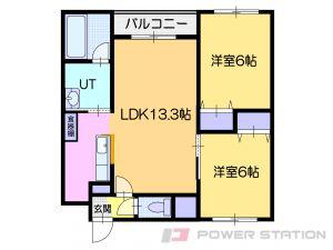 オルセー青葉町B(2LDK/3階)の間取り写真