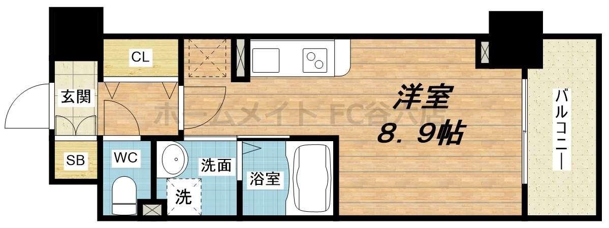 LOWLANDS西天満(1K/2階)の間取り写真
