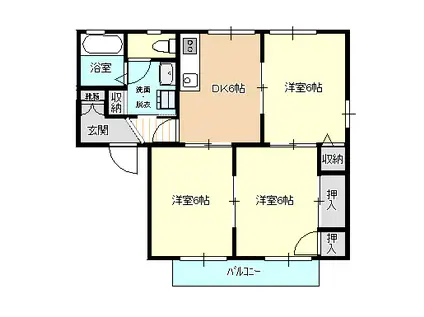 ディアプレイス松戸A(3DK/1階)の間取り写真