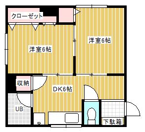 東田マンション(2K/3階)の間取り写真