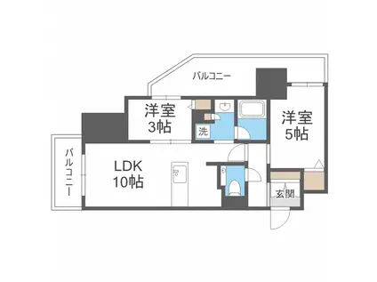 レーベン琴似THEPRIME レーベンザプライム(2LDK/14階)の間取り写真