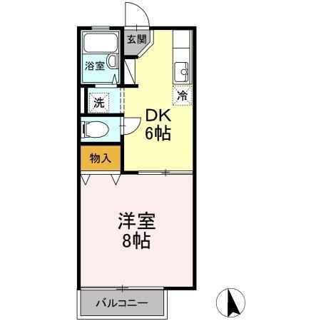 中ノ島ハイツB(1DK/1階)の間取り写真