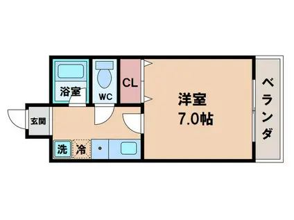 プランドール長居(1K/1階)の間取り写真