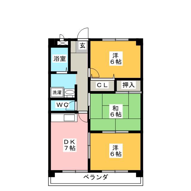 シャトー三宅(3DK/3階)の間取り写真