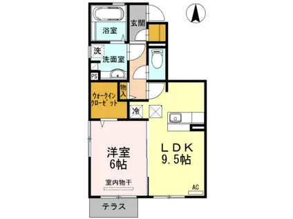 AQUA HILLS A(1LDK/1階)の間取り写真