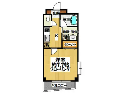 ファミーユ菊野台(1K/2階)の間取り写真